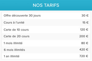 Tarifs YogaStyle Paris